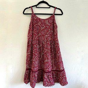 old navy | paisley print strappy burgundy dress